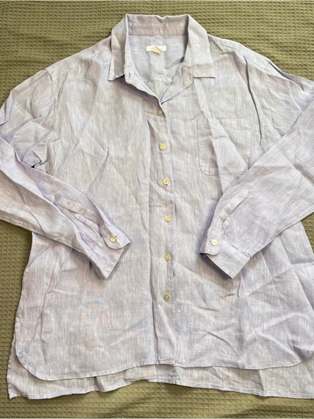 J.Jill 100% Linen Shirt Small Womens Long Sleeve Button Up Lavender Purple